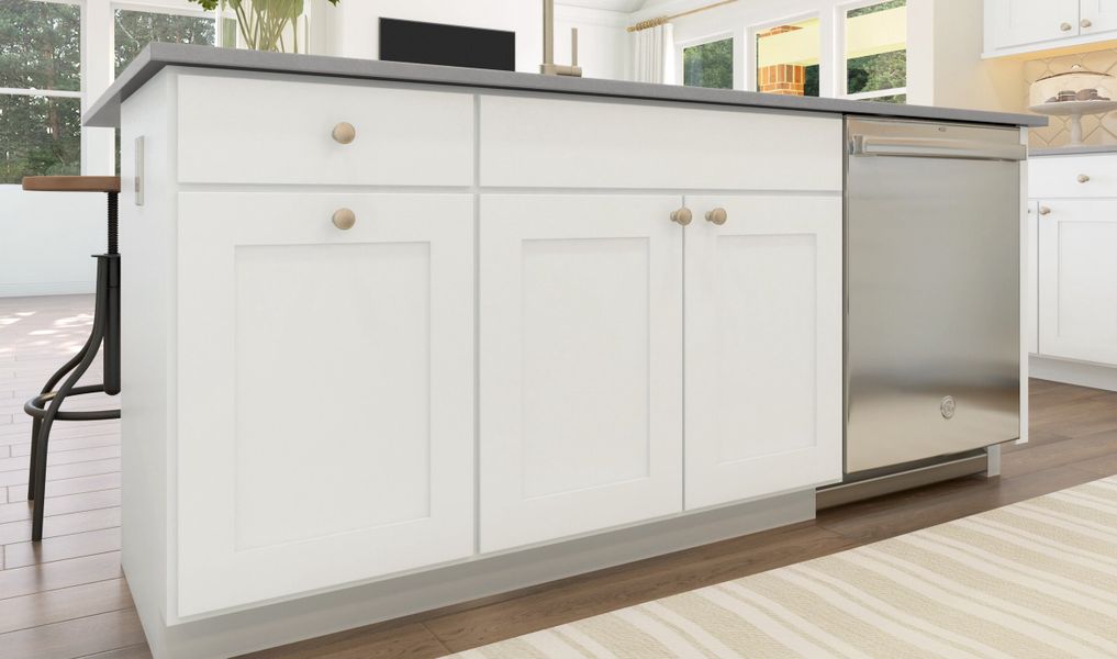 Kitchen cabinets with stainless steel dishwasher