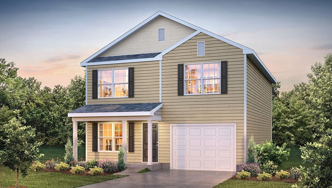 Representative exterior photo of a completed home built from the Harrison by D.R. Horton in Brookside Farms - The Meadows, Greer, SC (Image 2).