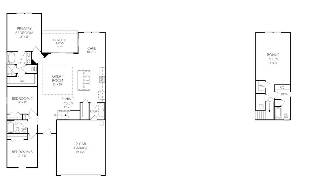 2D floor plan layout for the Camden w/ Bonus - 50' Homesites by Dream Finders Homes in Wilford Preserve, Orange Park, FL (Image 3).