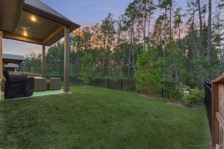 Exterior details and patio area of a home in Woodforest 50′, Montgomery (Image 22).