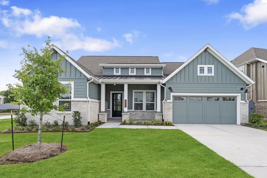 Representative exterior photo of a completed home built from the Malibu – 60′ Lot by Chesmar Homes in Fulshear Lakes, Fulshear, TX (Image 18). Representative exterior photo of a completed home built from the Malibu – 60′ Lot by Chesmar Homes in Fulshear Lakes, Fulshear, TX (Image 18).