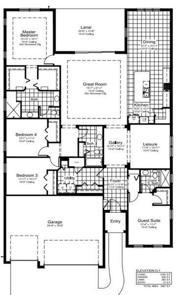 2D floor plan layout for the Silver Sky 2 by Neal Communities in Avelina, Venice, FL (Image 5). 2D floor plan layout for the Silver Sky 2 by Neal Communities in Avelina, Venice, FL (Image 5).