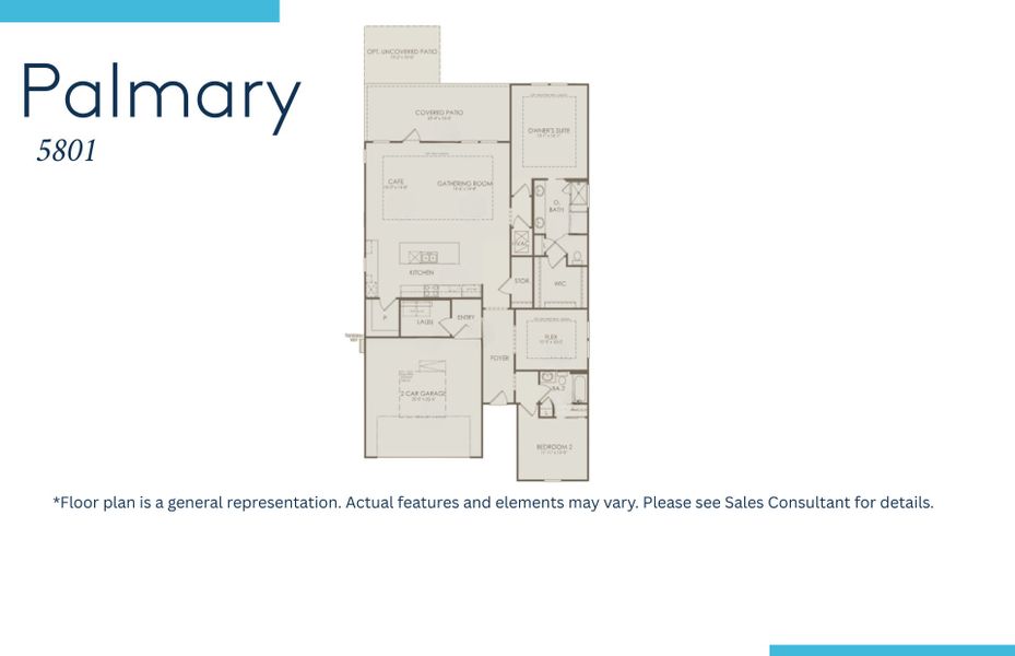 2D floor plan layout of this home in Del Webb Wilmington at Mallory Creek, Leland, NC (Image 4).