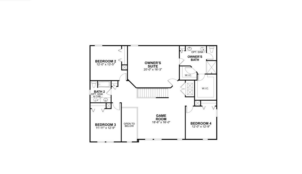 2D floor plan layout for the Oasis by M/I Homes in Fox Branch, Lakeland, FL (Image 3).