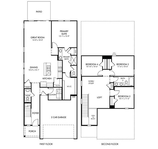2D floor plan layout of this home in Brayfield Manor - Heritage Collection, Wellford, SC (Image 2).