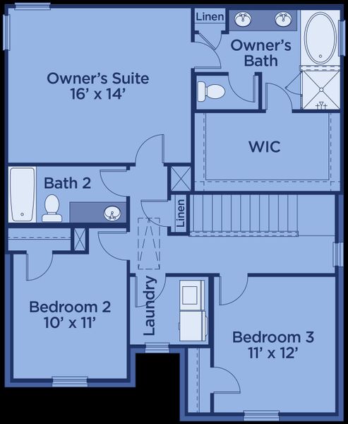2D floor plan layout for the Seguin by UnionMain Homes in Edgewater, Fate, TX (Image 4).