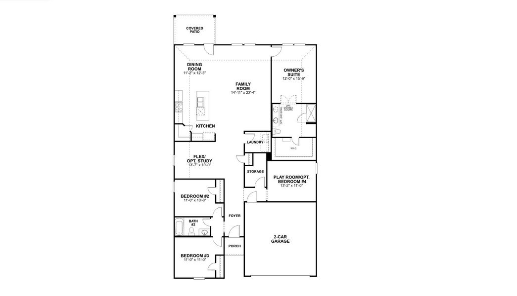 2D floor plan layout for the Pizarro by M/I Homes in Hallimore Ranch, Rosenberg, TX (Image 3).