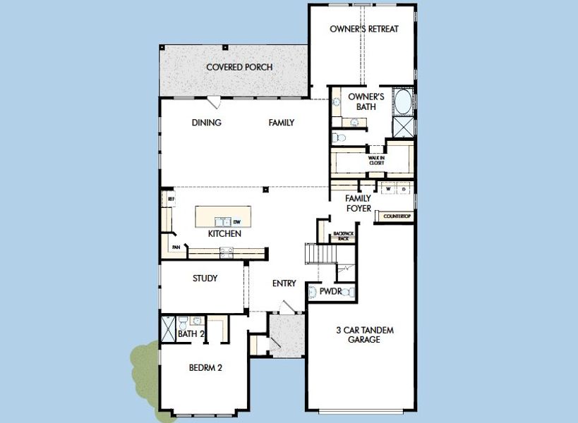 2D floor plan layout for the The Tomball by David Weekley Homes in Briggs Ranch – Signature Legacy Series, San Antonio, TX (Image 4). 2D floor plan layout for the The Tomball by David Weekley Homes in Briggs Ranch – Signature Legacy Series, San Antonio, TX (Image 4).