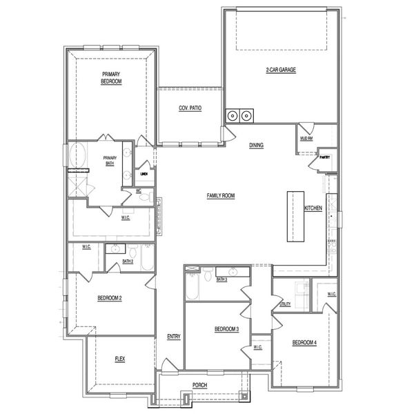2D floor plan layout for the The Meridian by Lillian Custom Homes in Dominion Park, Waxahachie, TX (Image 5).