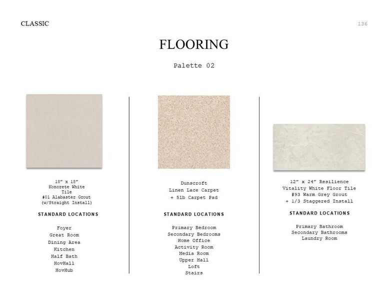 Classic  Look Palette 2: Flooring Selection Sheet (*Artist rendering used for illustration purposes only.)