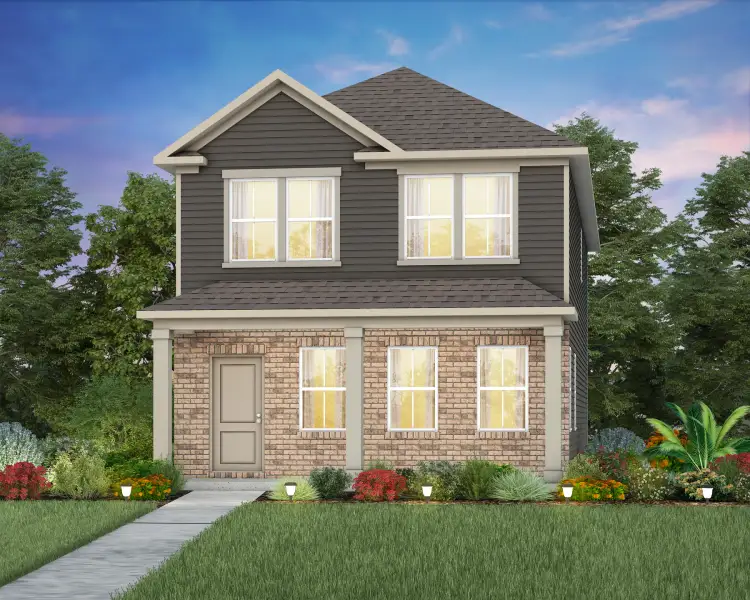 Front exterior of a new home in Riverstone, Monroe, NC, highlighting curb appeal (Image 19).