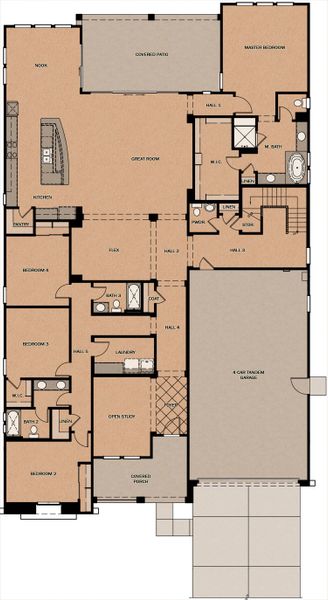 2D floor plan layout for the Teak with Loft by Fulton Homes in Fields at Barney Farms, Queen Creek, AZ (Image 3).
