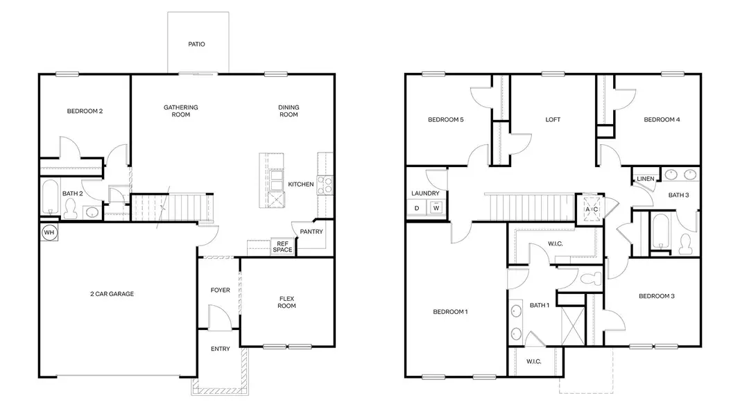 2D floor plan layout for the HAYDEN II by D.R. Horton in Canopy Oaks, Kingsland, GA (Image 5).