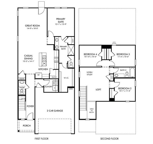 2D floor plan layout of this home in Pleasant Brook, Piedmont, SC (Image 2).