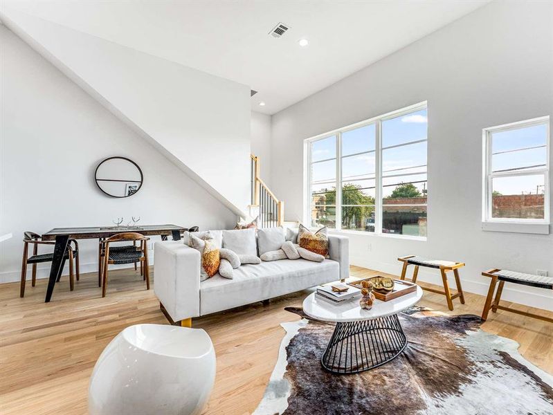 Large windows allowing for ample natural light.