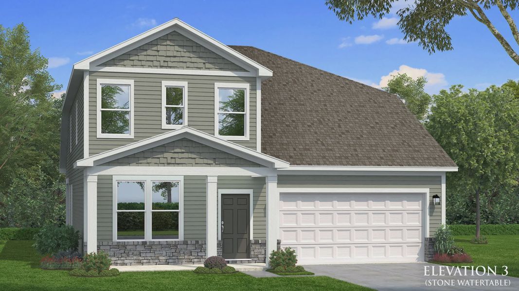 Representative exterior photo of a completed home built from the Ansley by DRB Homes in Reserve at Crowthorne, Zebulon, NC (Image 29). Representative exterior photo of a completed home built from the Ansley by DRB Homes in Reserve at Crowthorne, Zebulon, NC (Image 29).