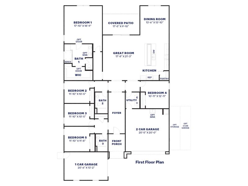 2D floor plan layout for the Cobalt by D.R. Horton in Zanjero Pass, Glendale, AZ (Image 5).
