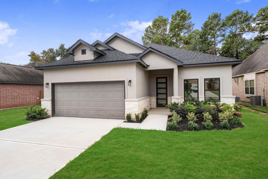 Front exterior of a new home in , Montgomery, TX, highlighting curb appeal (Image 29). Front exterior of a new home in , Montgomery, TX, highlighting curb appeal (Image 29).