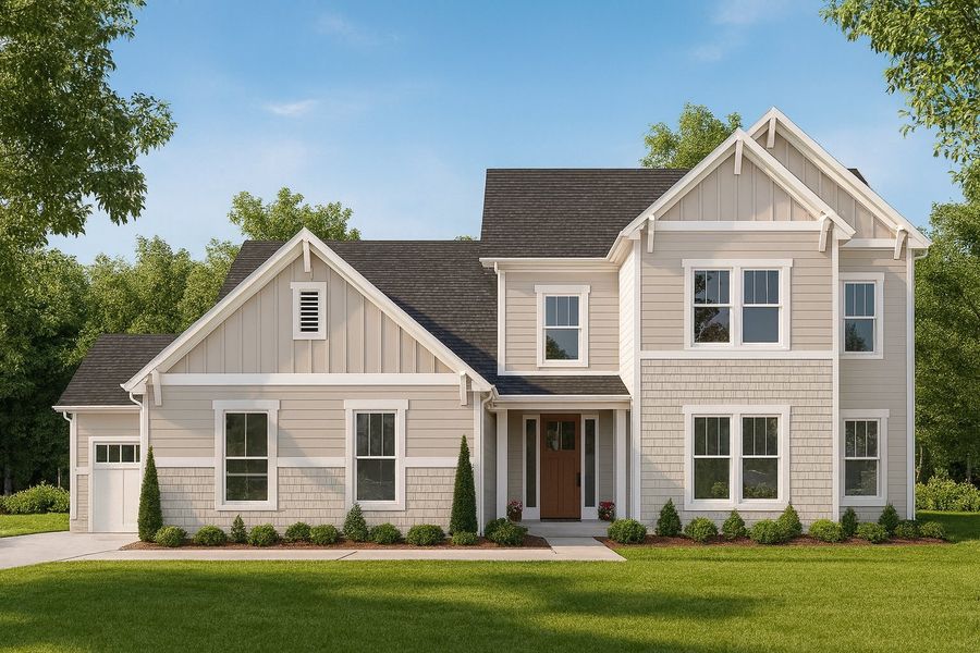 Representative exterior photo of a completed home built from the Penrose by Acrew Homes in Dixon Grove, Grimesland, NC (Image 4). Representative exterior photo of a completed home built from the Penrose by Acrew Homes in Dixon Grove, Grimesland, NC (Image 4).