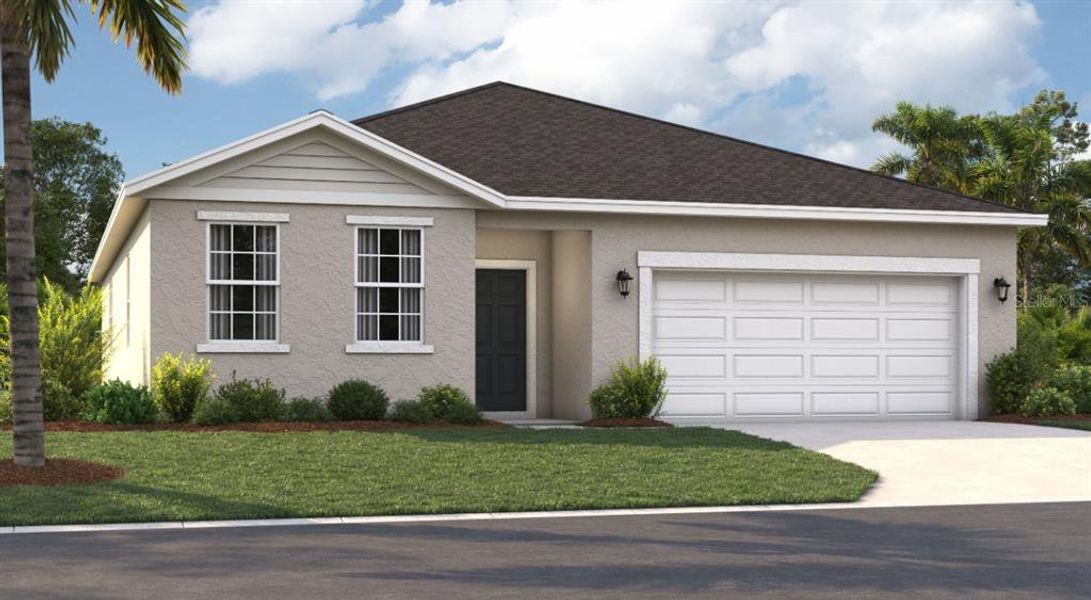 Front exterior of a new home in Sunset Lakes Estates, Mascotte, FL, highlighting curb appeal (Image 1). Front exterior of a new home in Sunset Lakes Estates, Mascotte, FL, highlighting curb appeal (Image 1).
