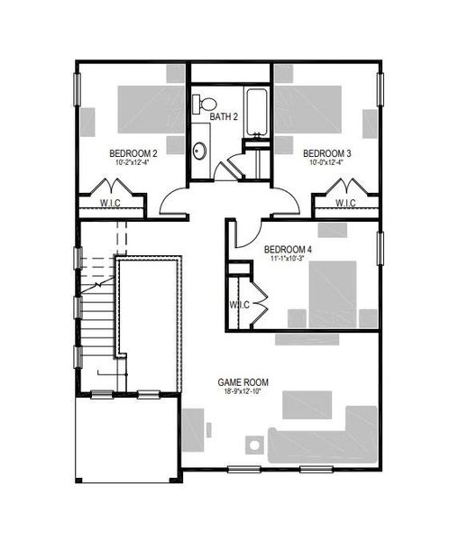 2D floor plan layout of this home in Trinity Ranch, Elgin, TX (Image 3).