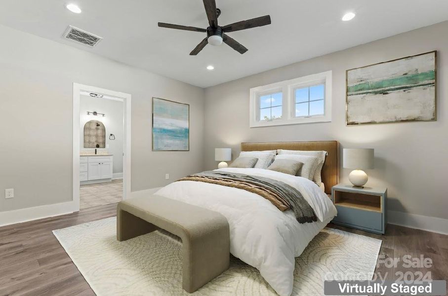 Virtually staged Master Bedroom