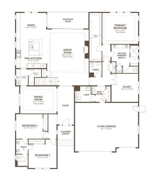 2D floor plan layout for the Holbrook by Richmond American Homes in Chateau at the Meadows, Castle Rock, CO (Image 4).