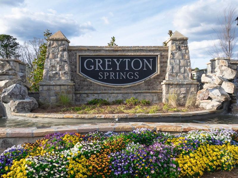 Front exterior of a new home in Greyton Springs Place, Buford, GA, highlighting curb appeal (Image 27).