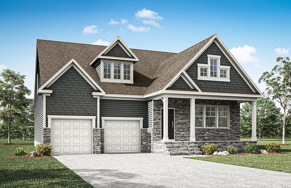 Representative exterior photo of a completed home built from the Mitchell by Eastwood Homes in Waterford Commons, Rock Hill, SC (Image 6). Representative exterior photo of a completed home built from the Mitchell by Eastwood Homes in Waterford Commons, Rock Hill, SC (Image 6).