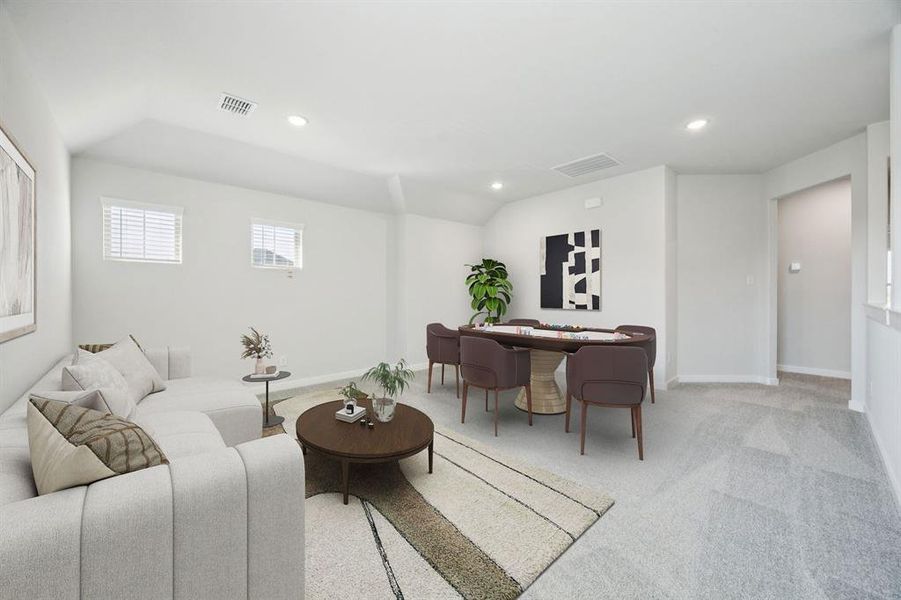 Game room in the Masters home plan by Trophy Signature Homes – REPRESENTATIVE PHOTO