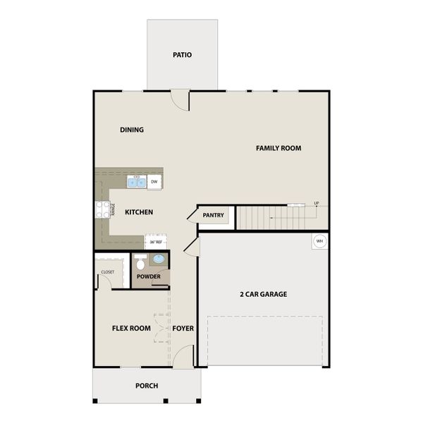 2D floor plan layout for the The Denmark by RTS Homes in Tranquil South, Hinesville, GA (Image 3).