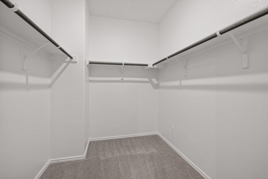 Walk in closet with dark carpet