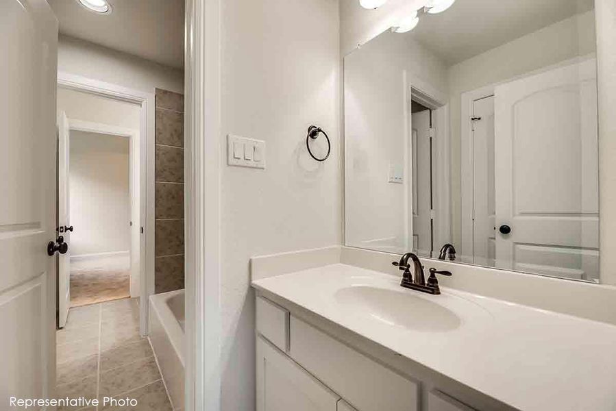 Representative furnished interior of a home built from the Fenestra by Grand Homes in Edgewater, Fate (Image 28). Representative furnished interior of a home built from the Fenestra by Grand Homes in Edgewater, Fate (Image 28).