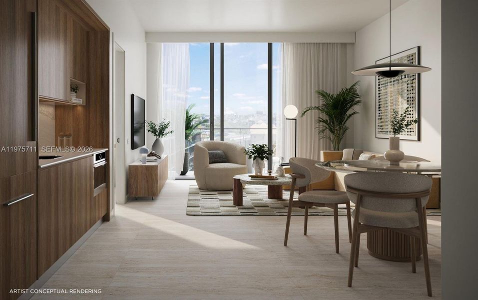 Furnished interior view inside a new home in Domus Brickell Park, Miami (Image 6).