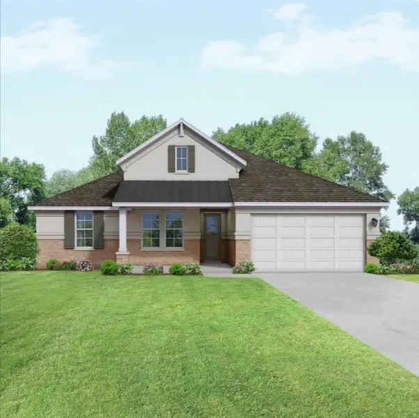 Front exterior of a new home in Lago Mar, Texas City, TX, highlighting curb appeal (Image 1). Front exterior of a new home in Lago Mar, Texas City, TX, highlighting curb appeal (Image 1).