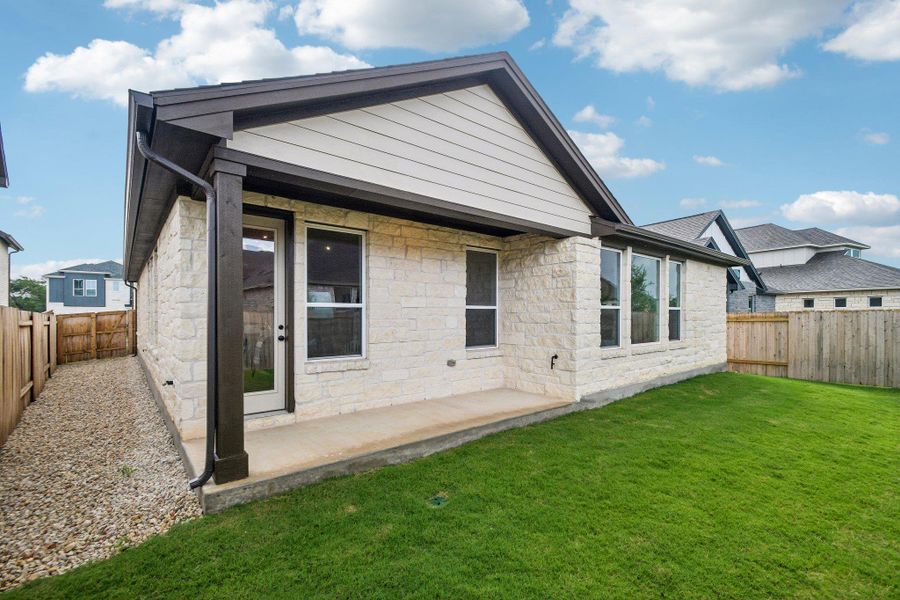 Exterior details and patio area of a home in Persimmon, Buda (Image 2). Exterior details and patio area of a home in Persimmon, Buda (Image 2).