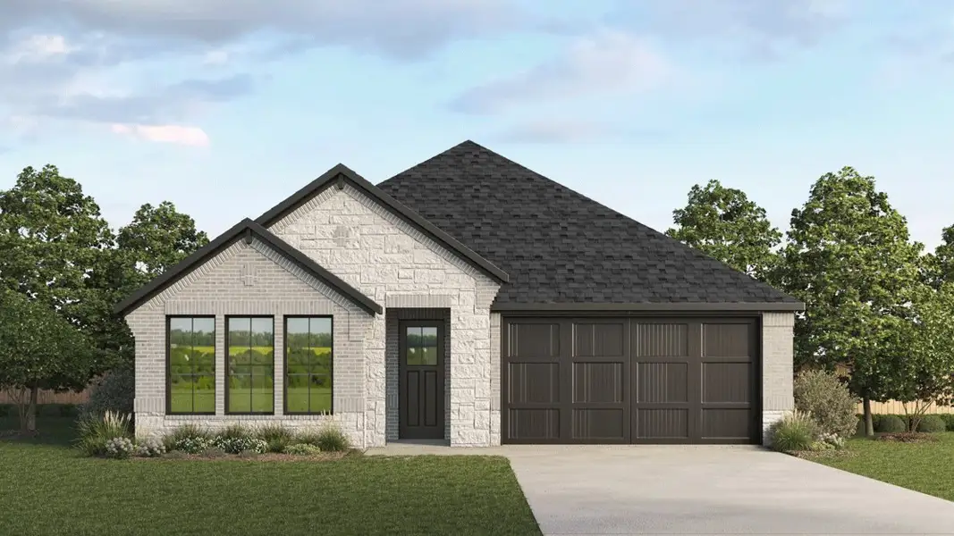 Representative exterior photo of a completed home built from the Aspen by D.R. Horton in Morning Ridge, Princeton, TX (Image 1). Representative exterior photo of a completed home built from the Aspen by D.R. Horton in Morning Ridge, Princeton, TX (Image 1).