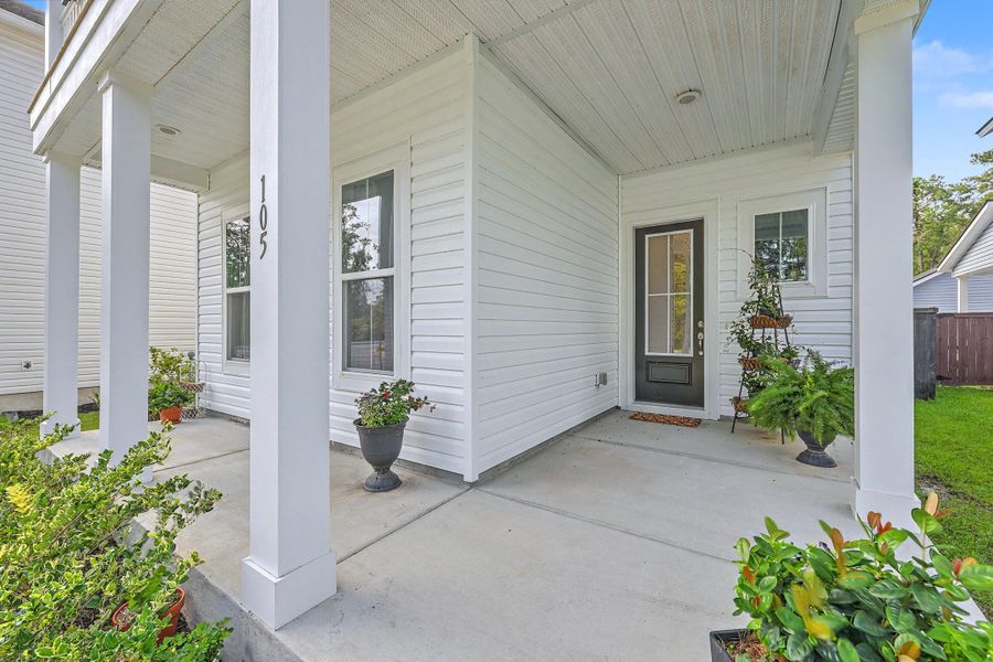Exterior details and patio area of a home in Limehouse Village: Row Collection, Summerville (Image 3).