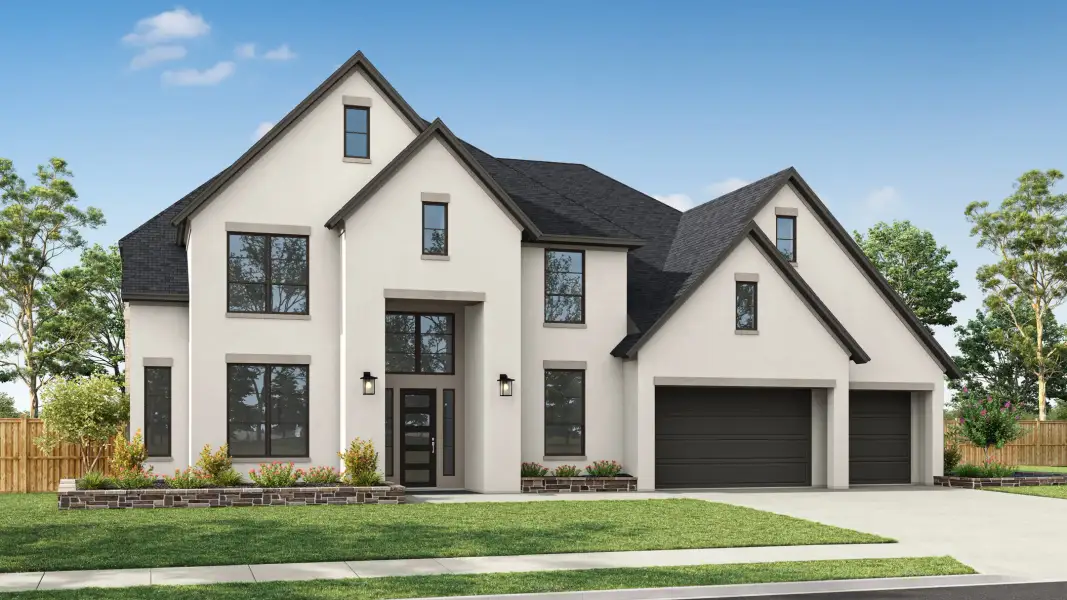 Representative exterior photo of a completed home built from the Casoria by Tri Pointe Homes in Sienna 80′, Missouri City, TX (Image 2). Representative exterior photo of a completed home built from the Casoria by Tri Pointe Homes in Sienna 80′, Missouri City, TX (Image 2).