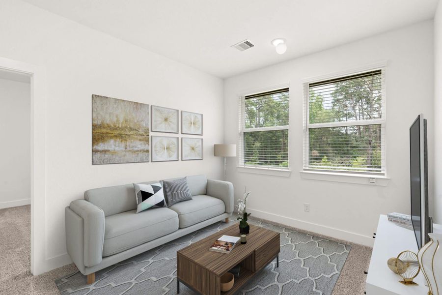 Representative furnished interior of a home built from the Cheverny – Chateau Collection by Chesmar Homes in Bridgeland, Cypress (Image 6).