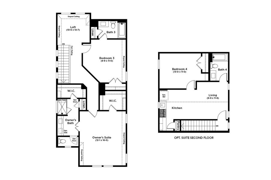 2D floor plan layout for the Trinity by DRB Homes in Spring Creek, Taylor, TX (Image 4).