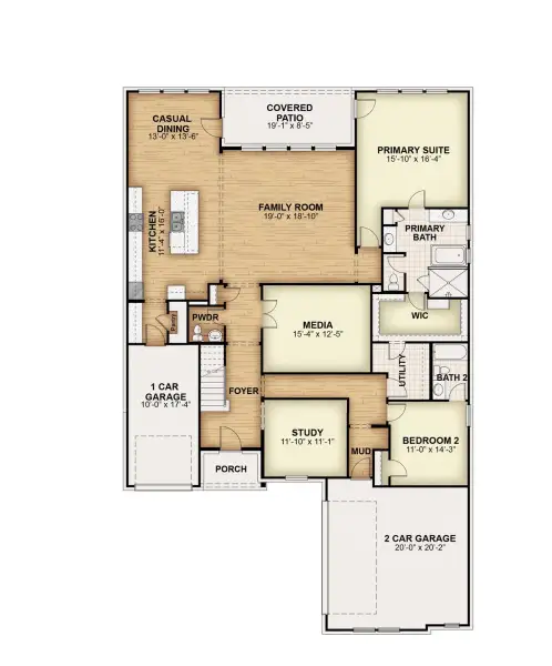 2D floor plan layout for the Edward- 70 ft Home Site by Rockwell Homes in Nelson Lake Estates, Rockwall, TX (Image 5).