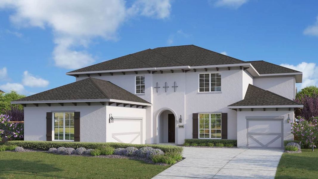 Representative exterior photo of a completed home built from the Oriole by DRB Homes in Oaks at San Gabriel, Georgetown, TX (Image 7).