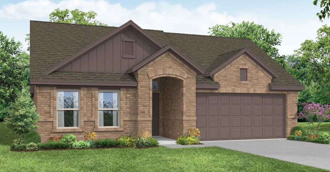 Representative exterior photo of a completed home built from the Austin by Impression Homes in Terra Vella, Haslet, TX (Image 6).