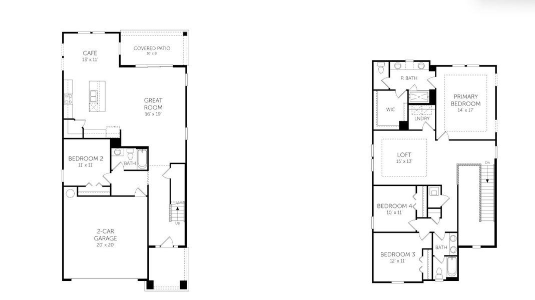 2D floor plan layout for the Vilano - 40' Homesites by Dream Finders Homes in Shearwater, St. Augustine, FL (Image 5).