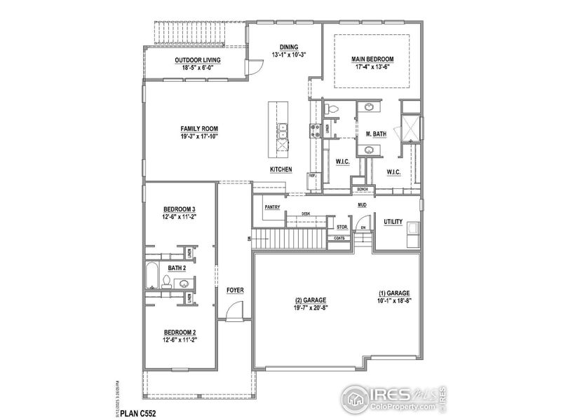 2D floor plan layout of this home in RainDance National 60/70, Windsor, CO (Image 3).
