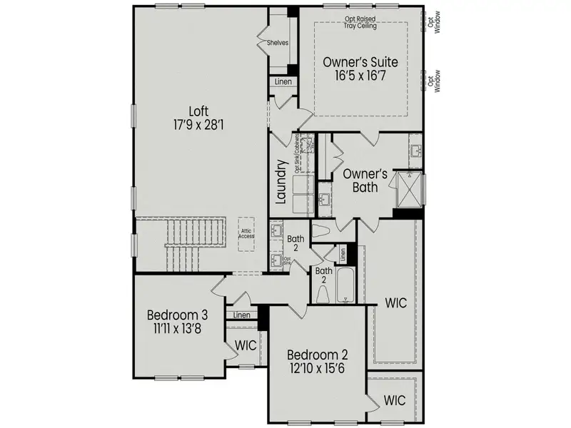 2D floor plan layout for the The Aspen by Davidson Homes LLC in Addison West, Holly Springs, NC (Image 4).