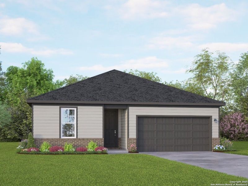 Front exterior of a new home in Hickory Ridge, San Antonio, TX, highlighting curb appeal (Image 24).