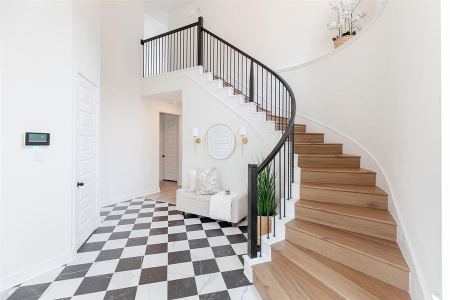 Upgraded wooden steps on the stairs