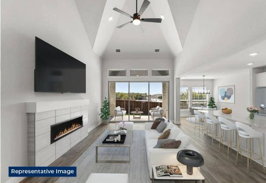 Representative furnished interior of a home built from the Sheffield F-EW by First Texas Homes in The Bluffs, Celina (Image 8).